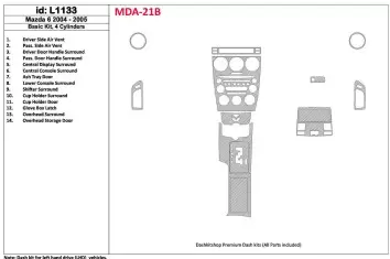 Mazda Mazda6 2004-2005 Basic Set, 4 Cylinders Interior BD Dash Trim Kit