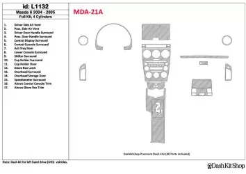 Mazda Mazda6 2004-2005 Full Set, 4 Cylinders Interior BD Dash Trim Kit