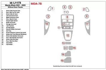 Mazda Miata 2001-2005 Without Door panels, 19 Parts set Interior BD Dash Trim Kit