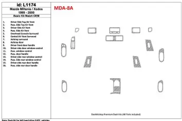 Mazda Milenia 1999-2000 Basic Set, OEM Compliance, 16 Parts set Interior BD Dash Trim Kit