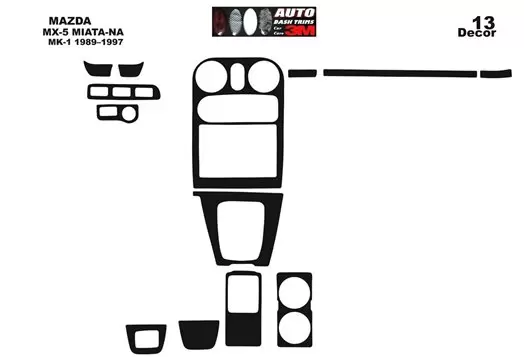 Mazda MX-5 Miata NA Mk1 1989–1997 Kit la décoration du tableau de bord 13-Pièce - 1 - habillage decor de tableau de bord