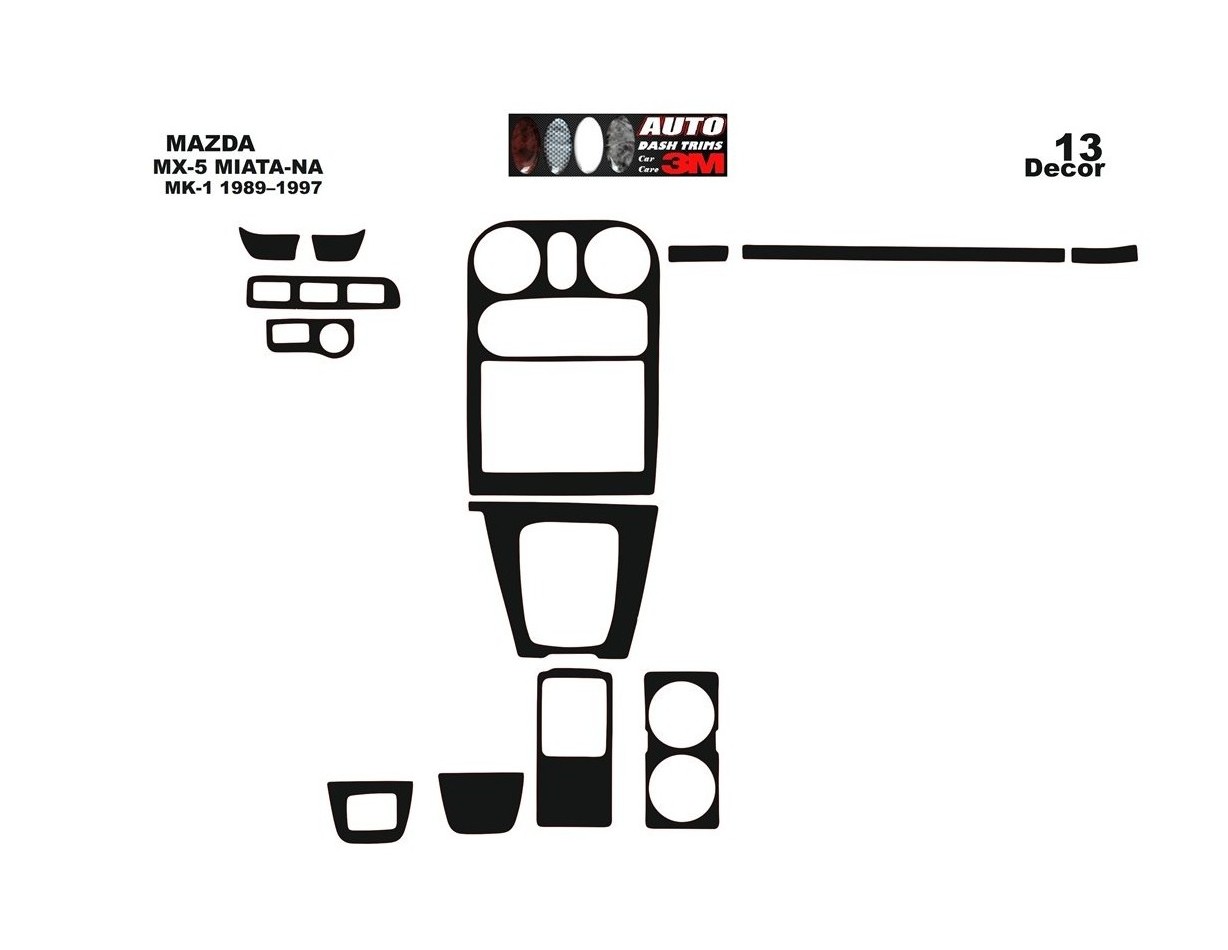Mazda MX-5 Miata NA Mk1 1989–1997 Kit la décoration du tableau de bord 13-Pièce - 1 - habillage decor de tableau de bord