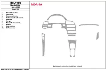 Mazda MX-6 1993-1995 Full Set, 11 Parts set Interior BD Dash Trim Kit