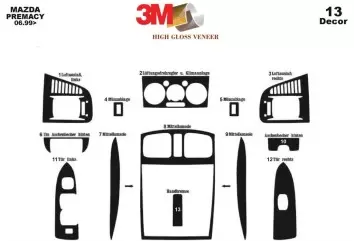 Mazda Premacy 99-12.04 Mittelkonsole Armaturendekor Cockpit Dekor 13-Teilige - 2- Cockpit Dekor Innenraum