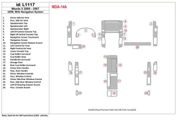 Mazda RX-7 1993-1995 Full Set, 5 Parts set Interior BD Dash Trim Kit