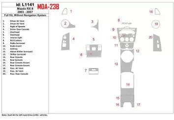 Mazda RX-8 2003-2007 Full Set, Without NAVI system Interior BD Dash Trim Kit