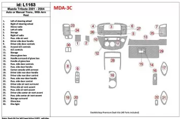 Mazda Tribute 2001-2004 Auto or Manual Gearbox , With Armrest Console Interior BD Dash Trim Kit