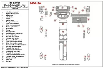 Mazda Tribute 2001-2004 Automatic Gearbox , Without Armrest Console Interior BD Dash Trim Kit