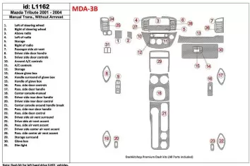 Mazda Tribute 2001-2004 Manual Gearbox , Without Armrest Console Interior BD Dash Trim Kit
