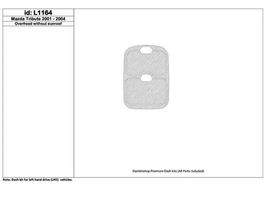 Mazda Tribute 2001-2004 Overhead Console, Without Sunroof BD Interieur Dashboard Bekleding Volhouder