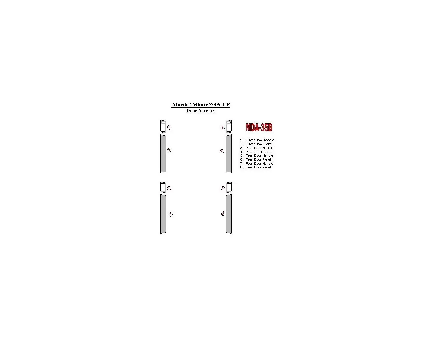 Mazda Tribute 2008-UP Doors Accents Cruscotto BD Rivestimenti interni