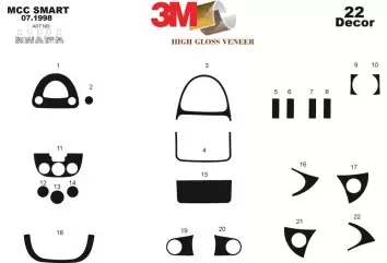 Mcc Smart Smart 07.1998 3D Inleg dashboard Interieurset aansluitend en pasgemaakt op he 22 -Teile