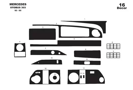 Mercedes 0 303 01.92 - 01.95 3D Inleg dashboard Interieurset aansluitend en pasgemaakt op he 14 -Teile