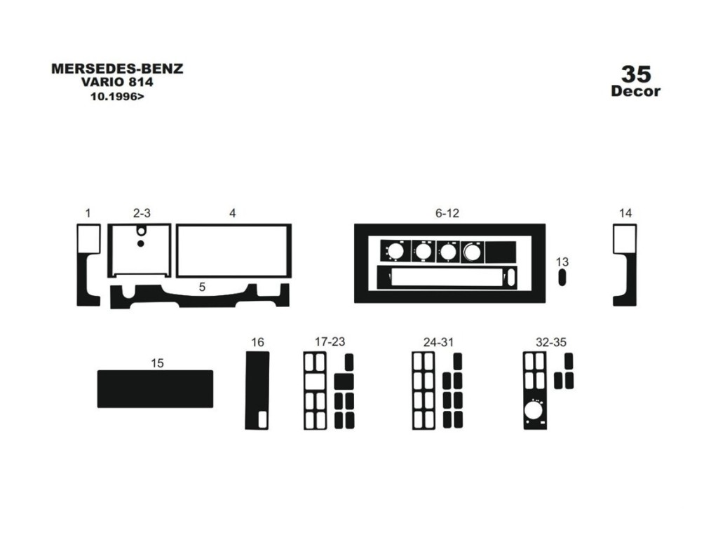 Mercedes 814 Vario 10.1996 3M 3D Interior Dashboard Trim Kit Dash Trim Dekor 35-Parts Mercedes 814 Vario 10.1996 3M 3D Interior Dashboard Trim Kit Dash Trim Dekor 35-Parts