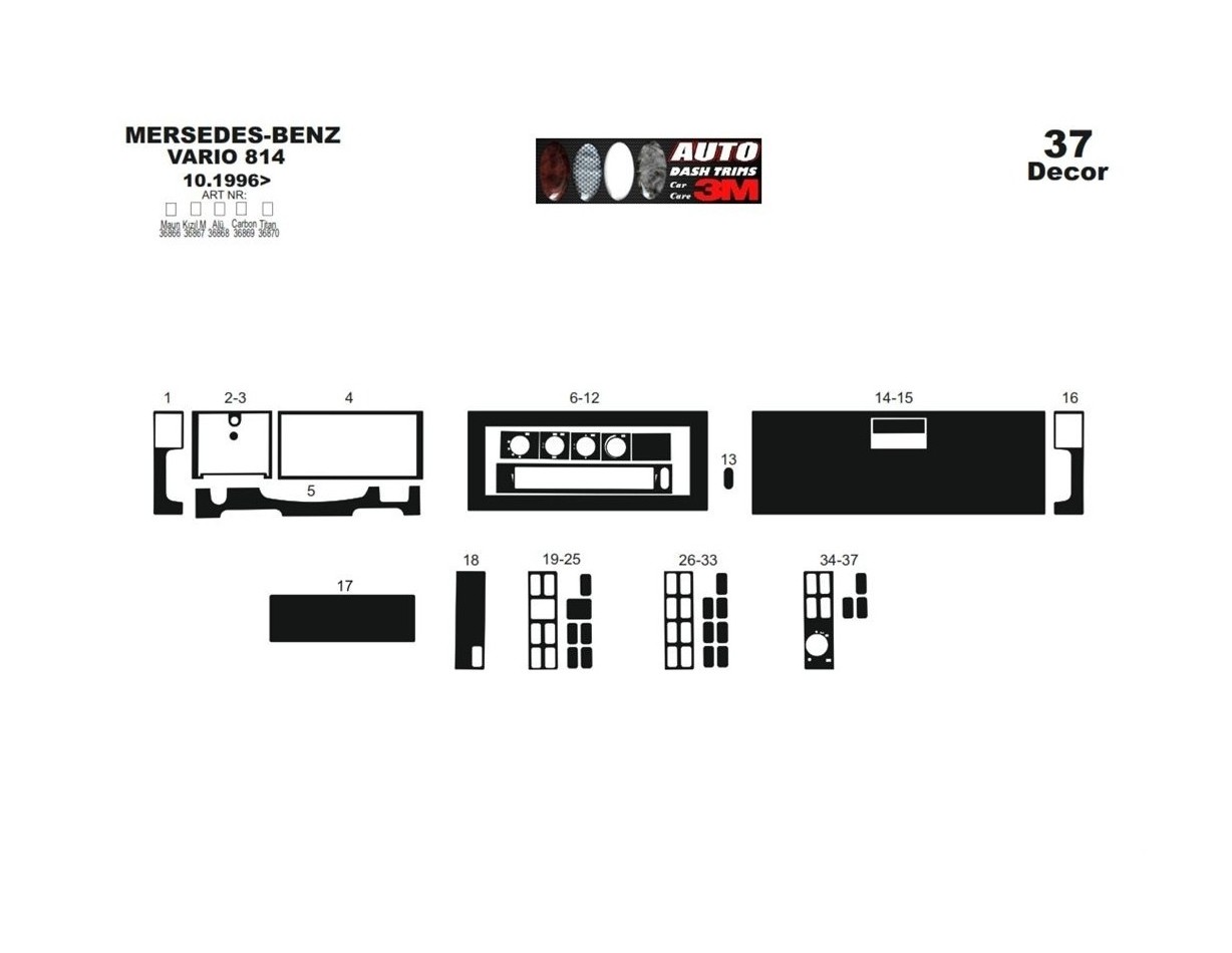 Mercedes 814 Vario 10.1996 3D Inleg dashboard Interieurset aansluitend en pasgemaakt op he 37-Teile