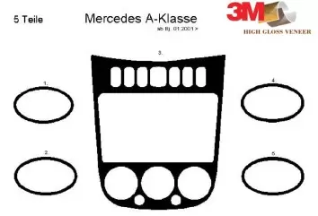 Mercedes A-Class W168 02.01-06.04 3M 3D Interior Dashboard Trim Kit Dash Trim Dekor 5-Parts
