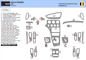 Alfa Romeo 159 2005-2011 3D Inleg dashboard Interieurset aansluitend en pasgemaakt op he 27 -Teile