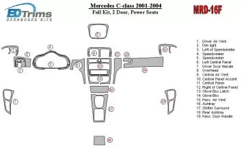 MERCEDES Mercedes Benz C Class 2001-2004 Full Set, 2 Doors, OEM Compliance, With Power Seats Interior BD Dash Trim Kit €64.99