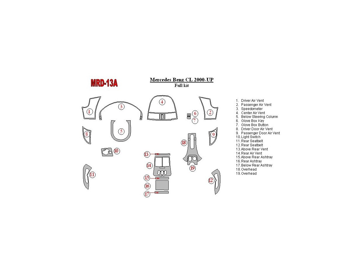 Mercedes Benz CL Class 2000-UP Full Set BD Interieur Dashboard Bekleding Volhouder