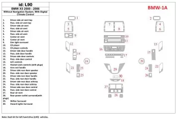 BMW X5 2000-2006 Sans NAVI system, Boîte automatique AC Control BD Kit la décoration du tableau de bord - 1