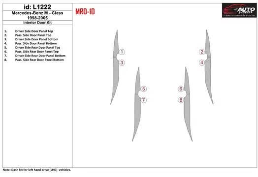 Mercedes Benz M Class 1998-2005 Interior Des portes Kit BD Kit la décoration du tableau de bord - 1 - habillage decor de tableau