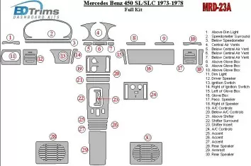 Mercedes Benz R107 450 SL/SLC 1973-1978 Full Set BD Interieur Dashboard Bekleding Volhouder