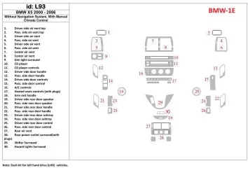 BMW X5 2000-2006 Sans NAVI system, boîte manuellebox AC Control BD Kit la décoration du tableau de bord - 1