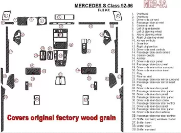 Mercedes Benz S Class W140 1992-1996 Full Set, Cover All OEM Wood Kit BD Interieur Dashboard Bekleding Volhouder