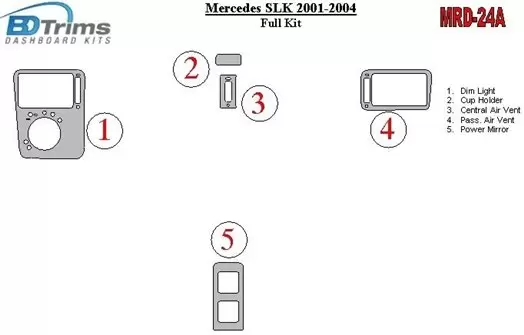 Mercedes Benz SLK 2001-2004 Ensemble Complet BD Kit la décoration du tableau de bord - 1 - habillage decor de tableau de bord