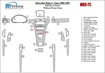 Mercedes Benz C Class 2005-2007 Ensemble Complet, 4 Des portes Coupe, Sans Power Seats BD Kit la décoration du tableau de bord -