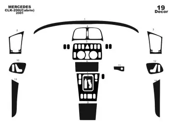 Mercedes Benz W208 CLK-Cabrio 1997–2003 Kit la décoration du tableau de bord 19-Pièce - 2 - habillage decor de tableau de bord