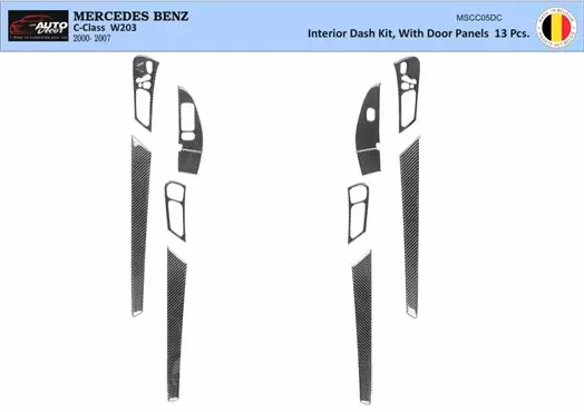 Mercedes C-Class W203 2005 Mittelkonsole Armaturendekor Cockpit Dekor 13-Teilige - 1- Cockpit Dekor Innenraum