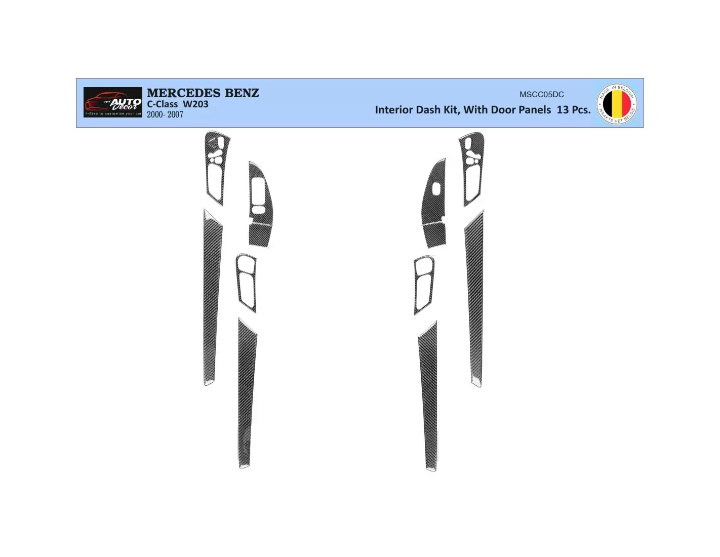 Mercedes C-Class W203 2005 Mittelkonsole Armaturendekor Cockpit Dekor 13-Teilige - 1- Cockpit Dekor Innenraum