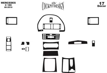 Mercedes C-Class W204 01.2006 3D Inleg dashboard Interieurset aansluitend en pasgemaakt op he 17 -Teile