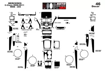 Mercedes C-Class W204 2007–2014 Kit la décoration du tableau de bord 46-Pièce - 2 - habillage decor de tableau de bord