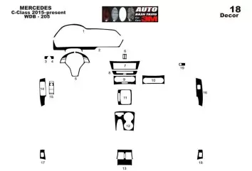 Mercedes C-class W205 2015–present 3D Inleg dashboard Interieurset aansluitend en pasgemaakt op he 18-Teile