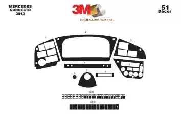 Mercedes Connecto 01.2013 3M 3D Interior Dashboard Trim Kit Dash Trim Dekor 52-Parts