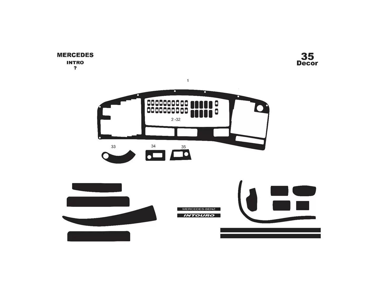 Mercedes Intro 06.03 - 06.05 3D Inleg dashboard Interieurset aansluitend en pasgemaakt op he 13 -Teile