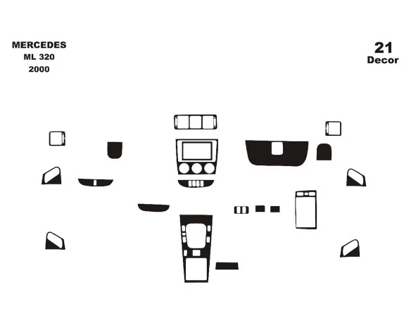 Mercedes ML-Class W163 01.2000 3M 3D Interior Dashboard Trim Kit Dash Trim Dekor 21-Parts Mercedes ML-Class W163 01.2000 3M 3D Interior Dashboard Trim Kit Dash Trim Dekor 21-Parts