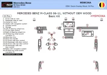 Mercedes ML-Class W164 2006-2011 3D Interior Dashboard Trim Kit Dash Trim Dekor 33-Parts