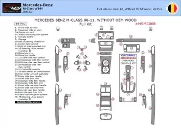 Mercedes ML-Class W164 01.2010 3D Interior Dashboard Trim Kit Dash Trim Dekor 25-Parts