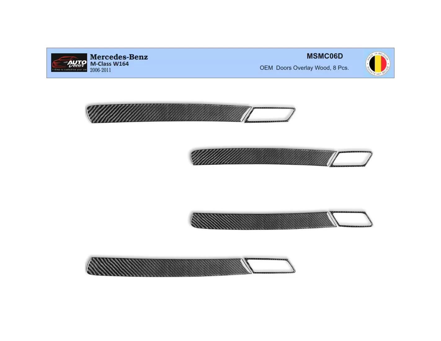 Mercedes ML-Class W164 2006-2011 Kit la décoration du tableau de bord 8-Pièce - 1 - habillage decor de tableau de bord