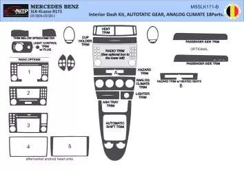 Mercedes SLK (R171) 2004-2010 Kit la décoration du tableau de bord 18-Pièce - 2 - habillage decor de tableau de bord