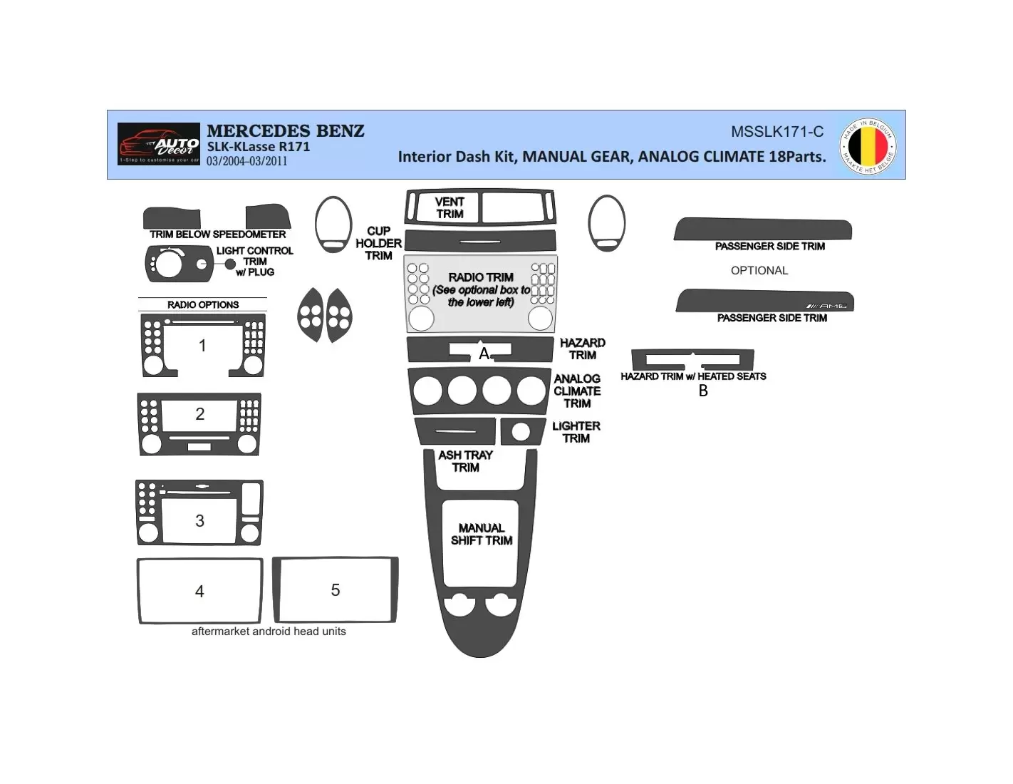 Mercedes SLK (R171) 2004-2010 3D Inleg dashboard Interieurset aansluitend en pasgemaakt op he 25-Parts