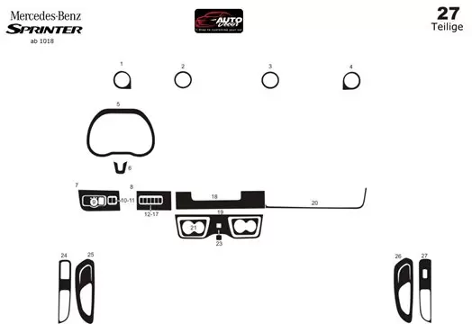 Mercedes Sprinter W907 2018 Kit la décoration du tableau de bord 27-Pièce - 1 - habillage decor de tableau de bord