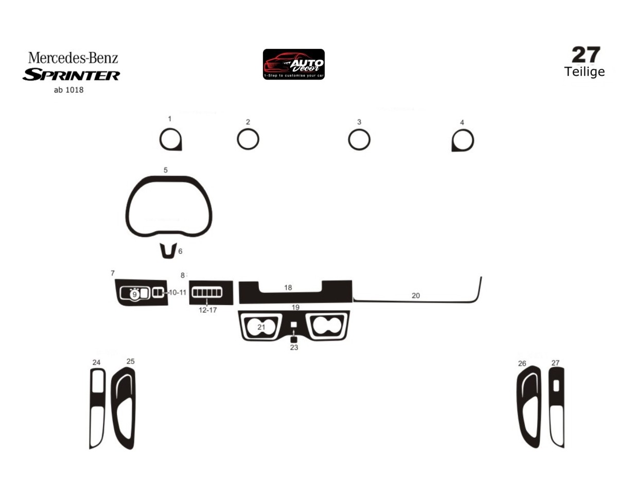 Mercedes Sprinter W907 2018 Kit la décoration du tableau de bord 27-Pièce - 1 - habillage decor de tableau de bord