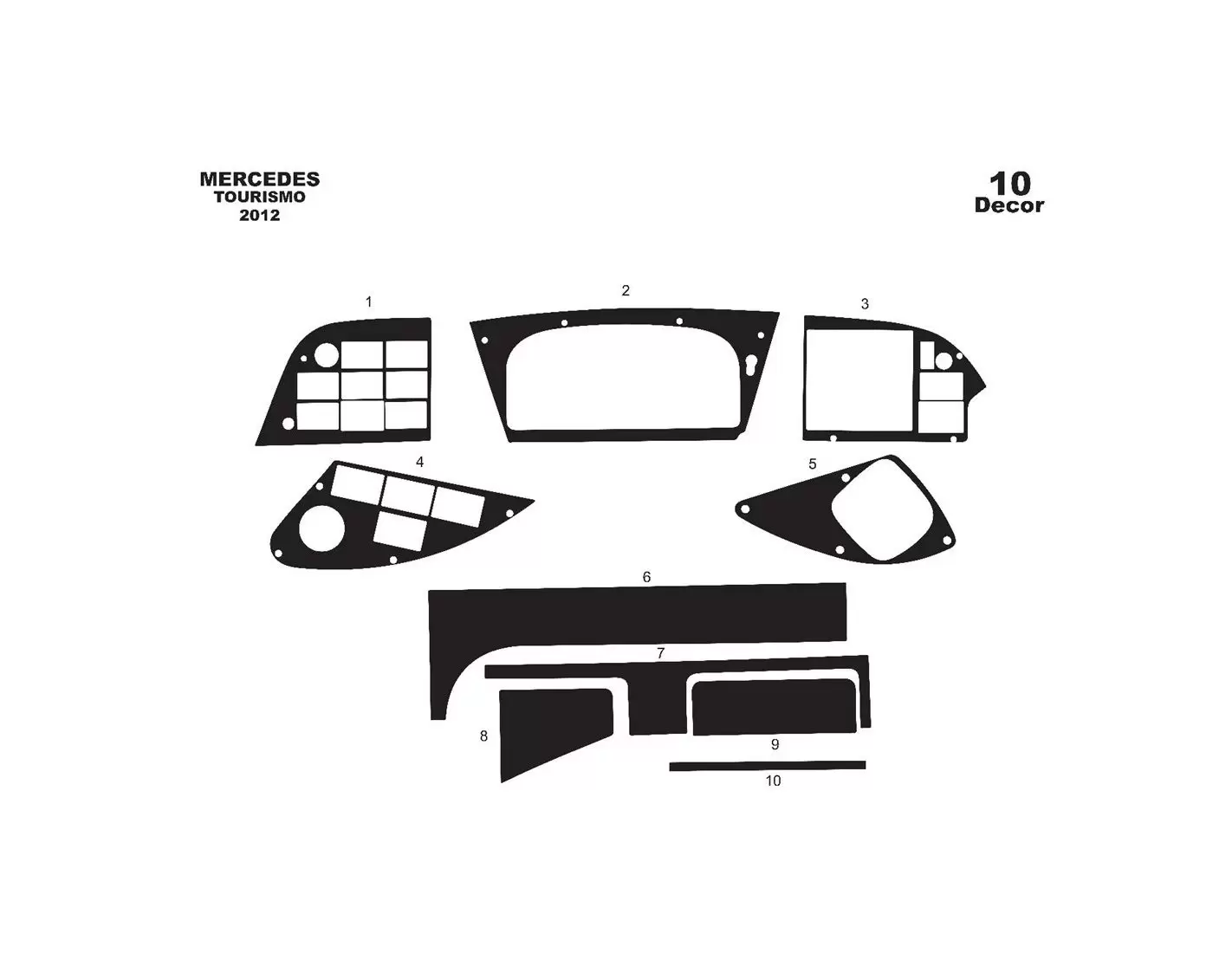 Mercedes Tourismo 01.2011 3M 3D Interior Dashboard Trim Kit Dash Trim Dekor 10-Parts