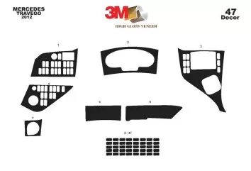 Mercedes Travego 01.2011 3M 3D Interior Dashboard Trim Kit Dash Trim Dekor 47-Parts