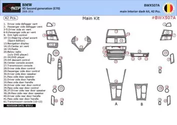 BMW X5 2010-UP Main Set Interior BD Dash Trim Kit 42pcs