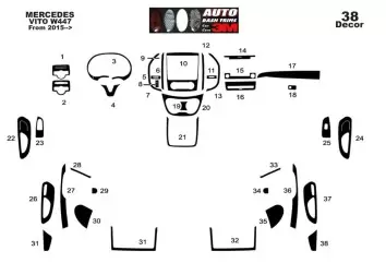 Mercedes Vito W447 01.2015 3M 3D Interior Dashboard Trim Kit Dash Trim Dekor 38-Parts
